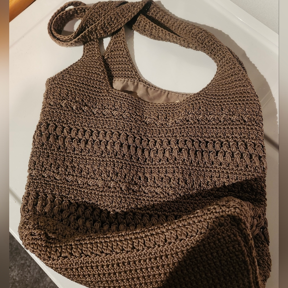 Brown Crochet Tote Bag- The Sak